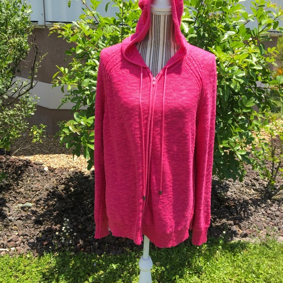 Ellen Tracy Rose color zipper XL Hooded Jacket - Picture 4 of 7